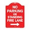 Signmission No Parking or Standing Fire Lane W/ Right Arrow, Red & White Aluminum Sign, 18" x 24", RW-1824-23682 A-DES-RW-1824-23682 - alternate 1